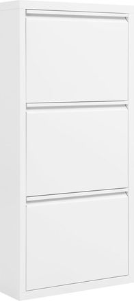 Woltu Woltu Zapatero 3 Puertas Estantes Met&aacute;licos 50x15x106cm Blanco
