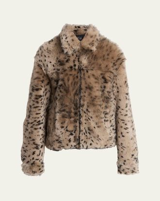 Amiri Mens Deer Shearling Full-Zip Jacket