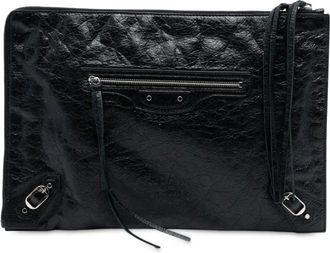 Balenciaga Clutch Motocross Classic in pelle di agnello con zip 2016 - Nero
