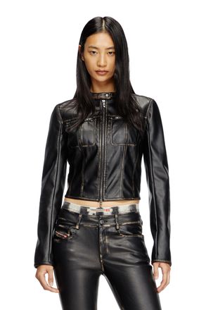 Diesel Cropped distressed biker jacket - Jackets - Woman - Black