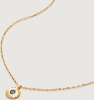 Monica Vinader Gold September Birthstone Chain Necklace Blue Sapphire