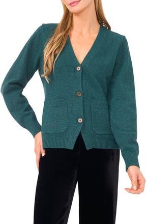 Ted Baker V-Neck Button Front Cardigan in Emerald Yarn at Nordstrom Rack, Size Medium