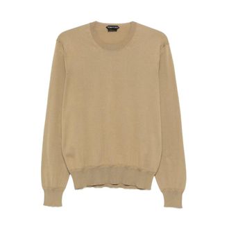 Tom Ford Round-neck Knitwear, male, Beige, Size: 2XL Crew Neck Sweater
