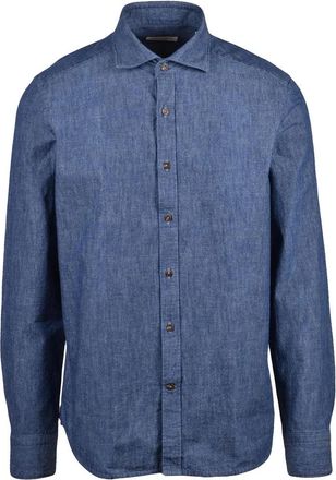 Ghirardelli Blue Cotton Mens Cotton Shirt