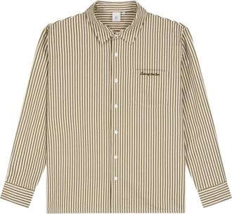 Law Of The Sea Starboard Yarn Dyed Gestreepte Shirt - Heren - Overhemden - Beige - Maat: S Katoen
