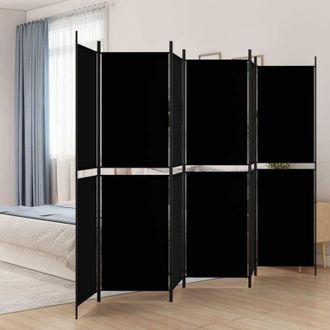 vidaXL Furniture Limited - Biombo Divisor De 6 Paneles De Tela Negro