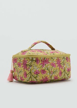 Mango Necessaire cotone stampa fiori verde - Donna - Taglia unica - MANGO
