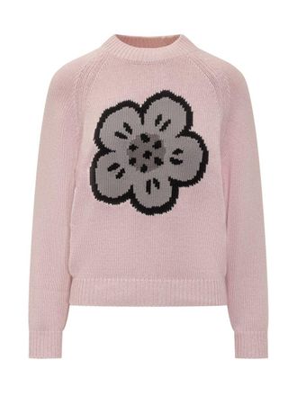 Kenzo Kenzo Pink Sweater With Jacquard Flower
