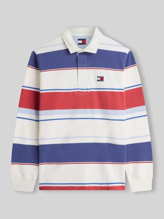 Tommy Jeans Regular Fit Rugbyshirt aus reiner Baumwolle in Ecru, Gr&ouml;&szlig;e XXL