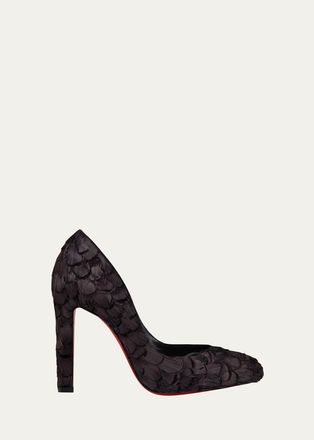 Christian Louboutin 100mm Fanny Silk Feather Pumps