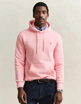 GANT Mens GANT Mens Regular Fit Shield Logo Pullover Hoodie - 671 Bubblegum Pink - Size: 42