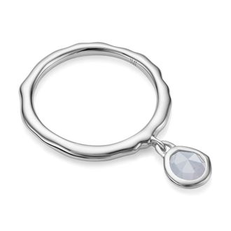 Monica Vinader Sterling Silver MV Siren Charm Ring Blue Lace Agate