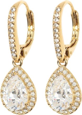 Nadri Pear Drop Cubic Zirconia Pavé Leverback Earrings in Gold at Nordstrom Rack