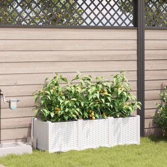 Berkfield Home Garden Planters with Water Irrigation System 3 pcs White