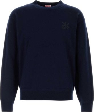 Kenzo Double K Sweater - Heren - Ronde hals truien - Blauw - M - Wol - Truien & Vesten
