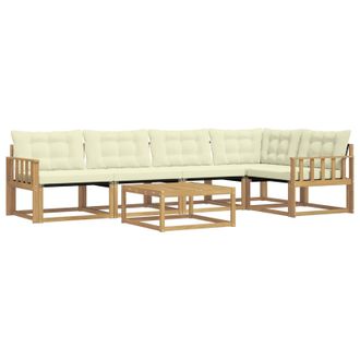 vidaXL Conjunto De Sof&aacute;s De Exterior 6 Pcs Blanco Y Crema Vidaxl