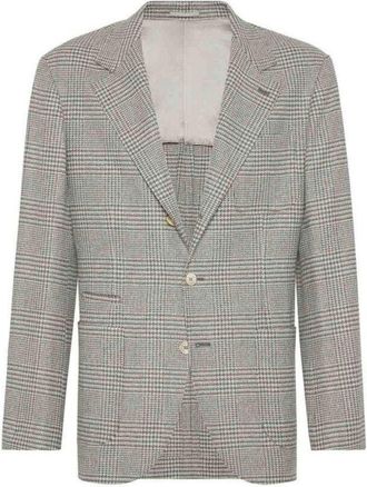 Brunello Cucinelli Gray Plaid Deconstructed Blazer, Brand Size 50 (US Size 40)