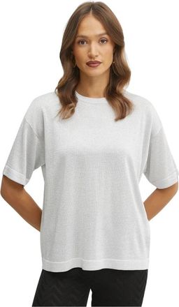 Missoni Tricot met korte mouwen en ronde hals - Dames - T-shirts - Grijs - M - Tops