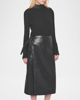 AS by DF Tallulah Recycled Leather Wrap Skirt