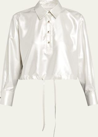 WE-AR4 The Crawford Cropped Shimmer Silk Blouse