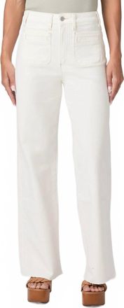 Paige Anessa Straight Leg Jeans With Vintage Welt Patch Pockets In Toasted Ecru