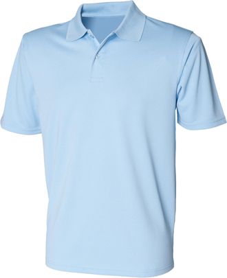 Henbury Mens Coolplus Pique Polo Shirt (2XL) (Light Blue)