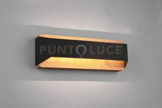 Trio Arino applique led 13,5W 1500lm, 3000K bi-emissione legno naturale con fascia nera dimmerabile con interruttore l. 35,2CM