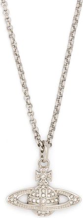 Vivienne Westwood Mini Bas Relief pendant necklace - women - Brass/Crystal - OS - Silver