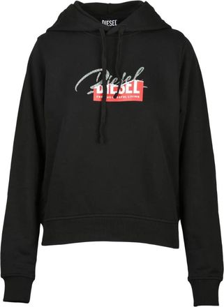Diesel Felpa Corta - Dames - Hoodies - Zwart - M - Katoen - Hoodies & sweatvesten