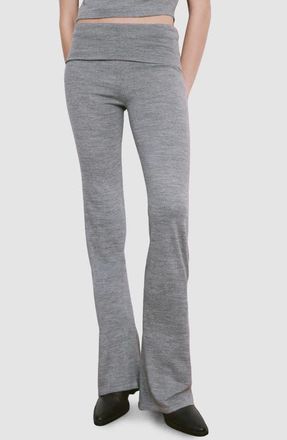 Mango Studded Knit Trousers in Medium Heather Grey at Nordstrom, Size X-Small