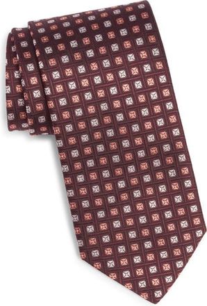 Canali Medallion Silk Tie in Dark Red at Nordstrom