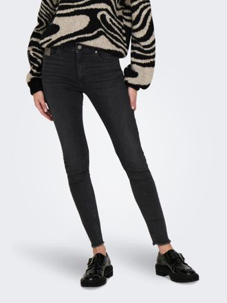 Only Skinny-fit-Jeans ONLY ONLBLUSH RHINESTONE MID SK RW DNM, Damen, Gr. M (38), L&auml;nge 30, schwarz, Denim/Jeans, Obermaterial: 92% Baumwolle, 6% Elastomult