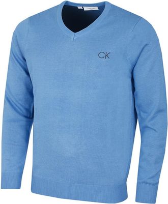 Calvin Klein Mens V-Neck Tour Comfort Sweater - Blue Marl - XXXXL