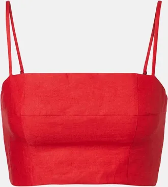 Staud Federico linen crop top