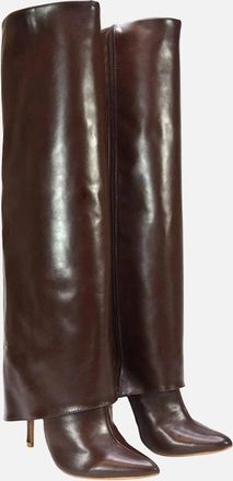 XY London Womens XY London Womens/Ladies Shauna Fold Over Stiletto Heel Knee-High Boots - Brown - Size: 5