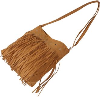 Frcolor Retro Brown Suede Western Tassel Shoulder Bag for Women, Adjustable Crossbody Fringe Messenger Tote for Shopping and Casual Use