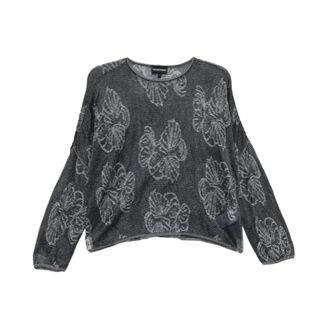 Emporio Armani Round-neck Knitwear, female, Multicolor, Size: XL Floral Crewneck Sweater