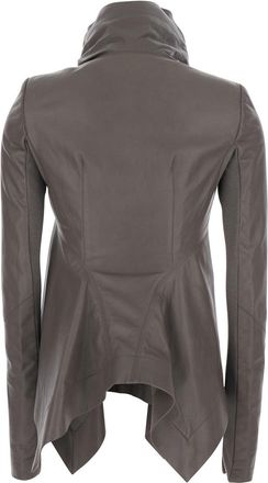Rick Owens Womens Jacket Naska Grey Leather Lambskin Coat