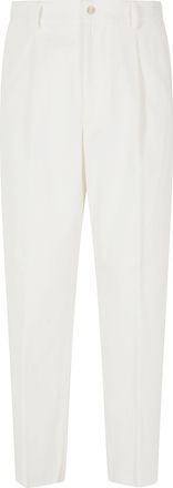 Eleventy Tailored White Trousers with Front Pleats and Invisible Zip Closure