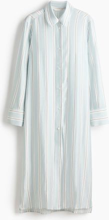 H&M Longbluse aus Viskosegemisch - Hellblau/Gestreift