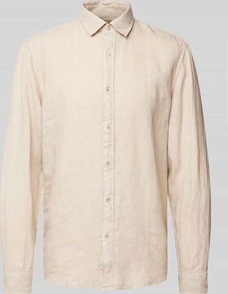 Mc Neal Regular Fit Freizeithemd aus reinem Leinen mit Logo-Stitching in Beige, Gr&ouml;&szlig;e XL