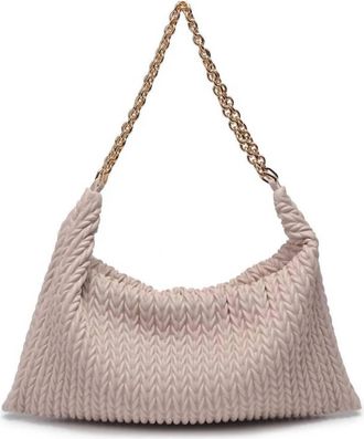 Urban Expression Vegan Leather Woven Shoulder Bag In Oatmilk