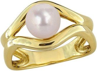 Rina Limor Gold-Plated Silver 2.53 Ct. Tw. Lab-Grown Gemstone & 7-7.5Mm Pearl Ring