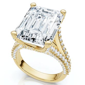 Pompeii3 Certified 9.80Ct Aspen Emerald Cut Diamond Engagement Ring 14k Gold Lab Grown