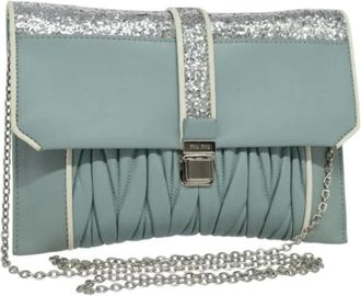 Miu Miu Pre-owned Clutches, female, Blue, Size: ONE SIZE Pre-owned Leather Shoulder Bag
