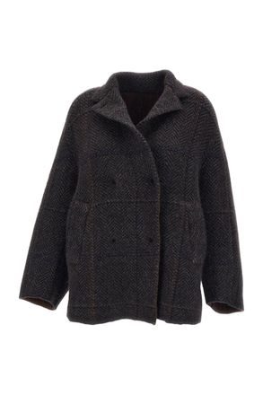 Boboutic Wool-Blend Double-Breasted Boxy Jacket