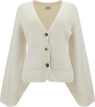 Khaite Cardigans, female, White, Size: S Cashmere Scarlet Cardigan, V-Neck Style