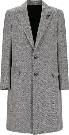 Lardini herringbone button-up coat - Grey