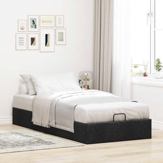 Berkfield Home Ottoman Bed Frame without Mattress Black Single Fabric