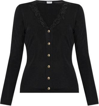 Balmain Cardigan met kanten bies - Dames - Vesten - Zwart - 2XS - Leer - Truien & Vesten